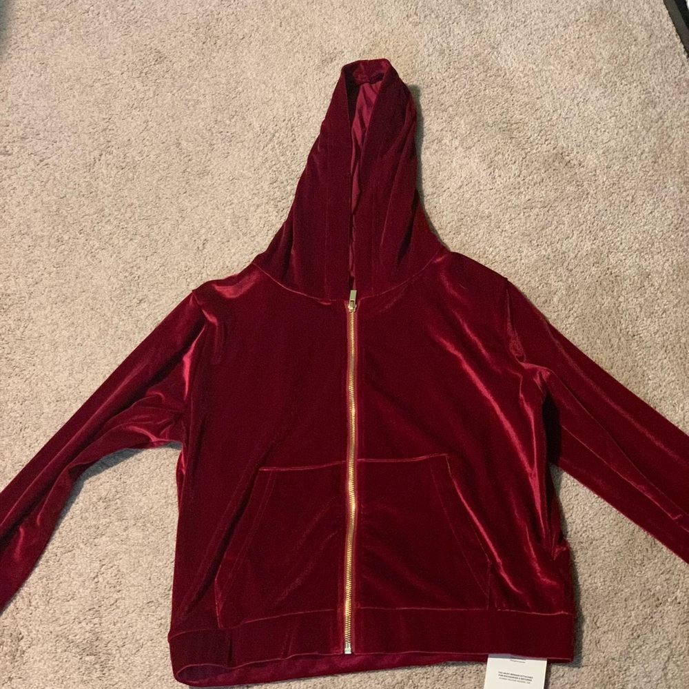 Fabletics size small burgundy suede zip up
